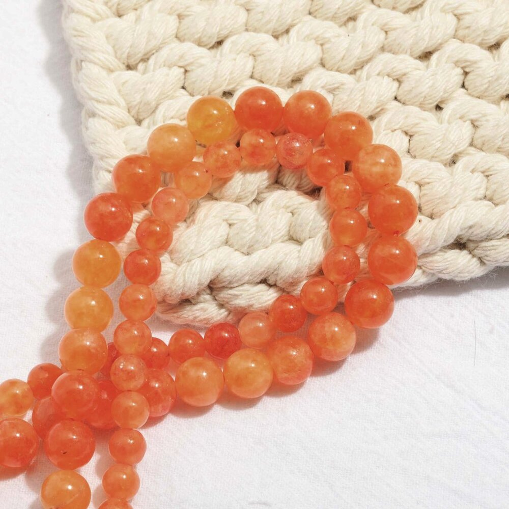 8mm Orange Onyx Agate Round Beads Jewelry Making